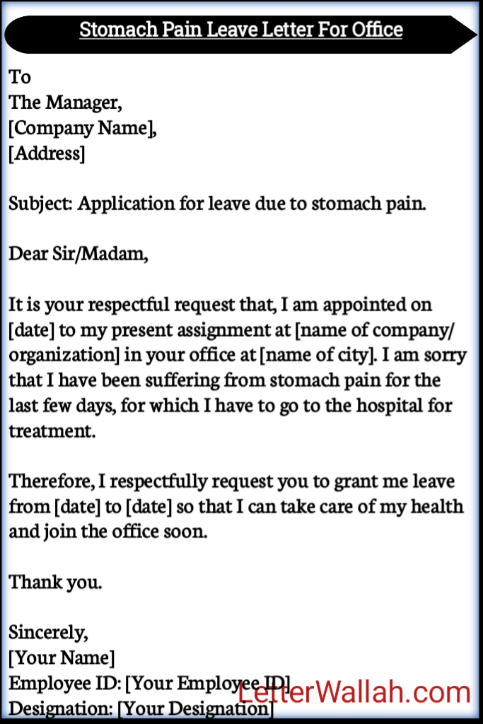 Stomach Pain Leave Letter For Office