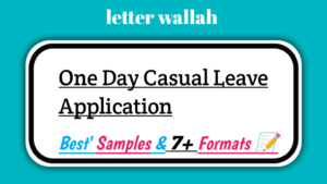 One Day Casual Leave Application
