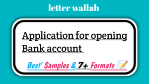 Application For Opening Bank Account