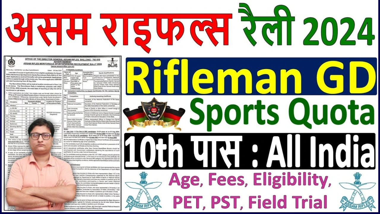 Assam Rifles Sports Quota Vacancy